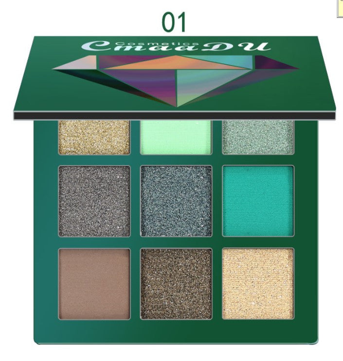 9 Shades Diamond Eyeshadow – Bright, Shiny & High-Gloss Eye Makeup Palette