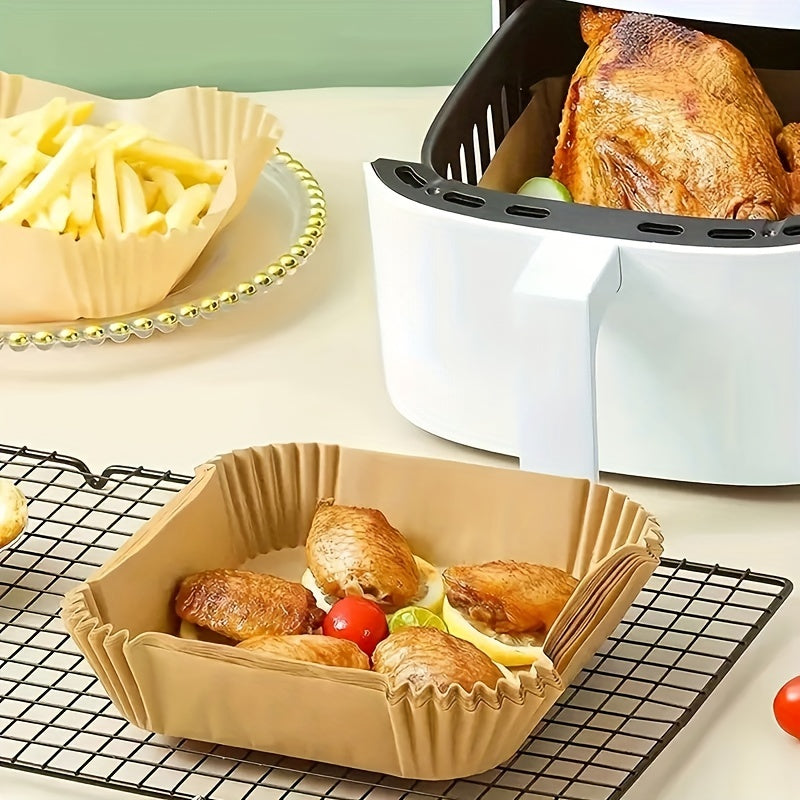200 Disposable Air Fryer Liners (16.0cm), Square Paper Air Fryer Liner Pots, Paper Basket Bowls, Baking Trays, Oven Accessories, Baking Tools, Kitchen Gadgets, Kitchen Accessories