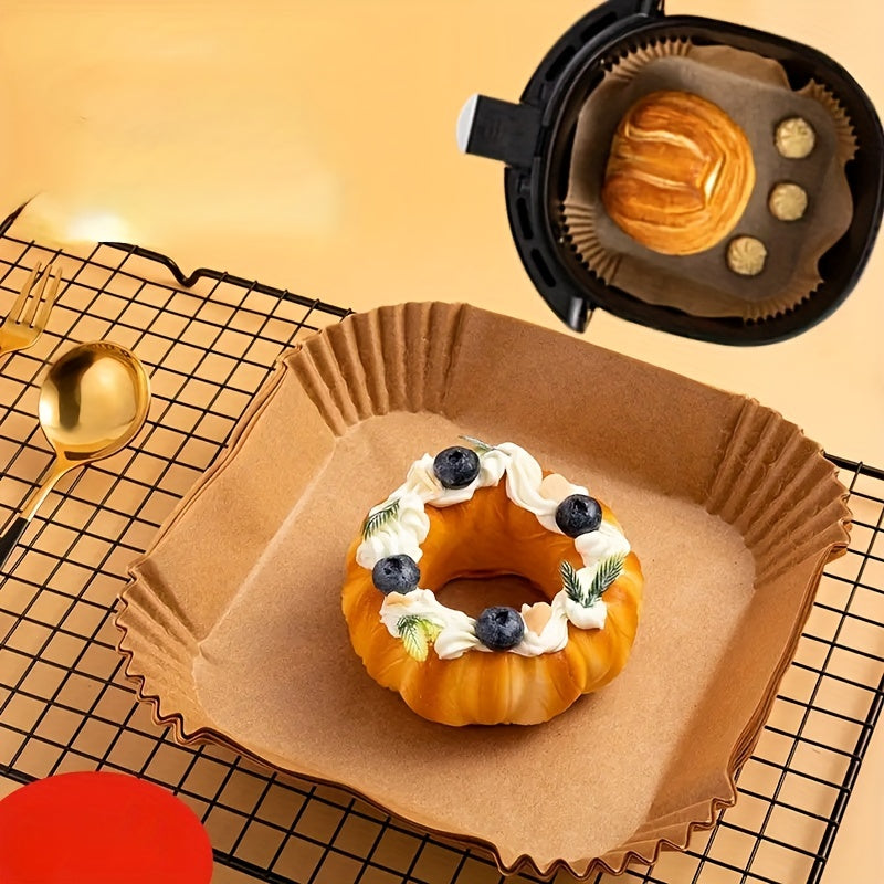 200 Disposable Air Fryer Liners (16.0cm), Square Paper Air Fryer Liner Pots, Paper Basket Bowls, Baking Trays, Oven Accessories, Baking Tools, Kitchen Gadgets, Kitchen Accessories