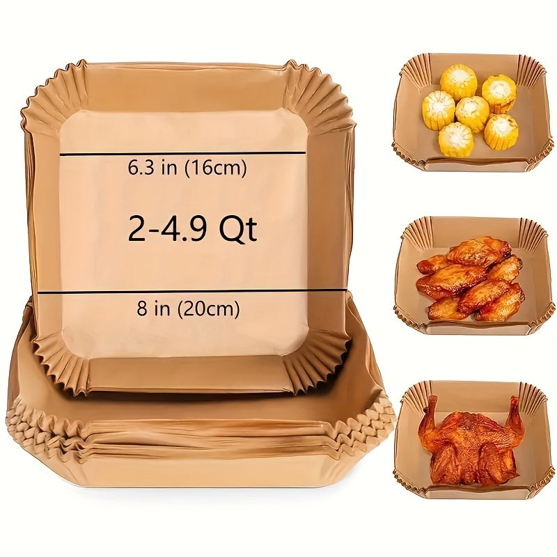 200 Disposable Air Fryer Liners (16.0cm), Square Paper Air Fryer Liner Pots, Paper Basket Bowls, Baking Trays, Oven Accessories, Baking Tools, Kitchen Gadgets, Kitchen Accessories