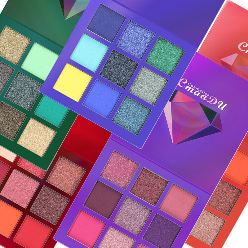 9 Shades Diamond Eyeshadow – Bright, Shiny & High-Gloss Eye Makeup Palette