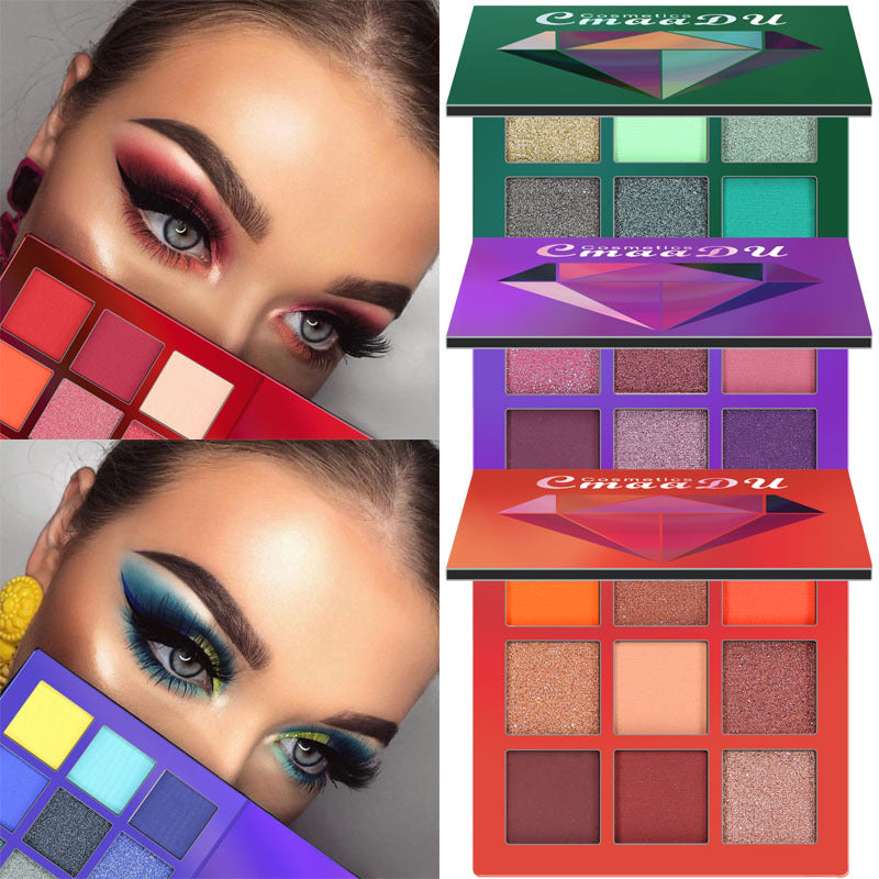 9 Shades Diamond Eyeshadow – Bright, Shiny & High-Gloss Eye Makeup Palette