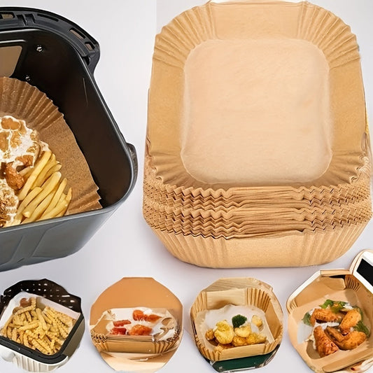 200 Disposable Air Fryer Liners (16.0cm), Square Paper Air Fryer Liner Pots, Paper Basket Bowls, Baking Trays, Oven Accessories, Baking Tools, Kitchen Gadgets, Kitchen Accessories