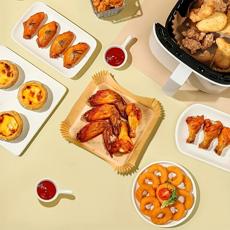 200 Disposable Air Fryer Liners (16.0cm), Square Paper Air Fryer Liner Pots, Paper Basket Bowls, Baking Trays, Oven Accessories, Baking Tools, Kitchen Gadgets, Kitchen Accessories