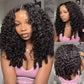 Jerry Curly Half Wig Human Hair Seamless Kinky Curly 3 In 1 Half Wig  Glueless  Heandband Clip In Wig No Sew In Black Color