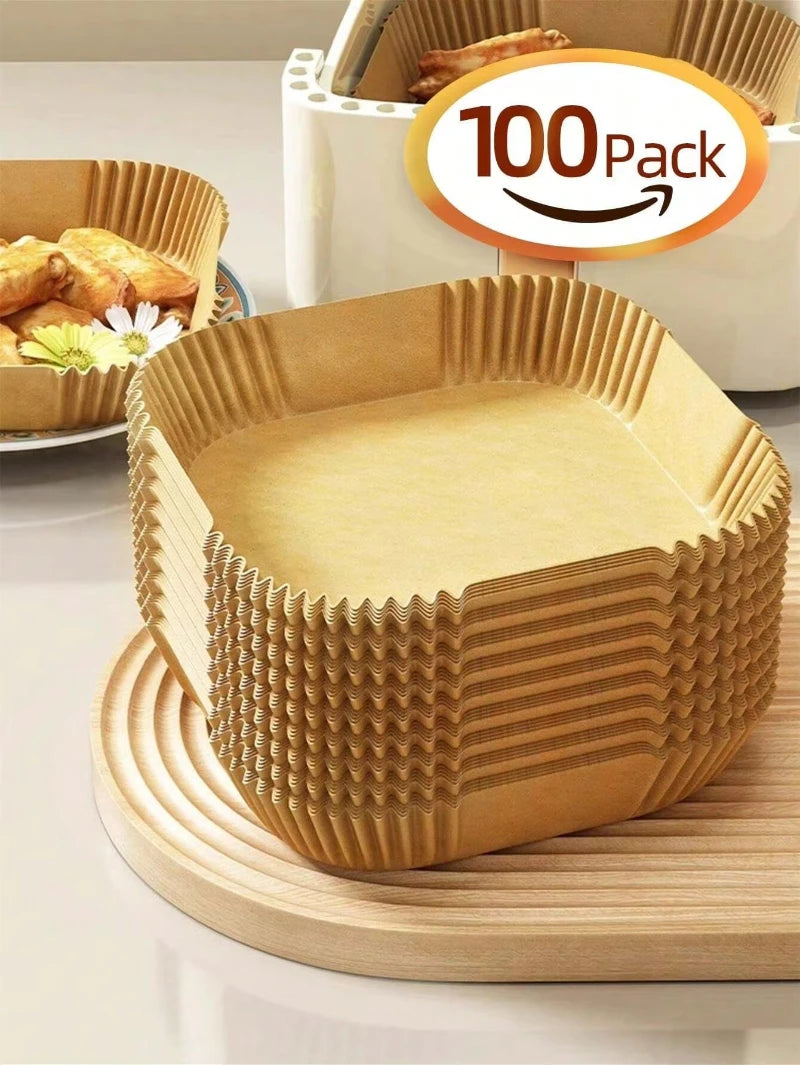200 Disposable Air Fryer Liners (16.0cm), Square Paper Air Fryer Liner Pots, Paper Basket Bowls, Baking Trays, Oven Accessories, Baking Tools, Kitchen Gadgets, Kitchen Accessories