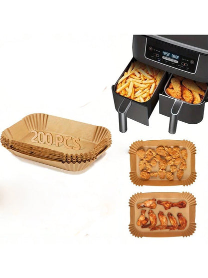 200 Disposable Air Fryer Liners (16.0cm), Square Paper Air Fryer Liner Pots, Paper Basket Bowls, Baking Trays, Oven Accessories, Baking Tools, Kitchen Gadgets, Kitchen Accessories