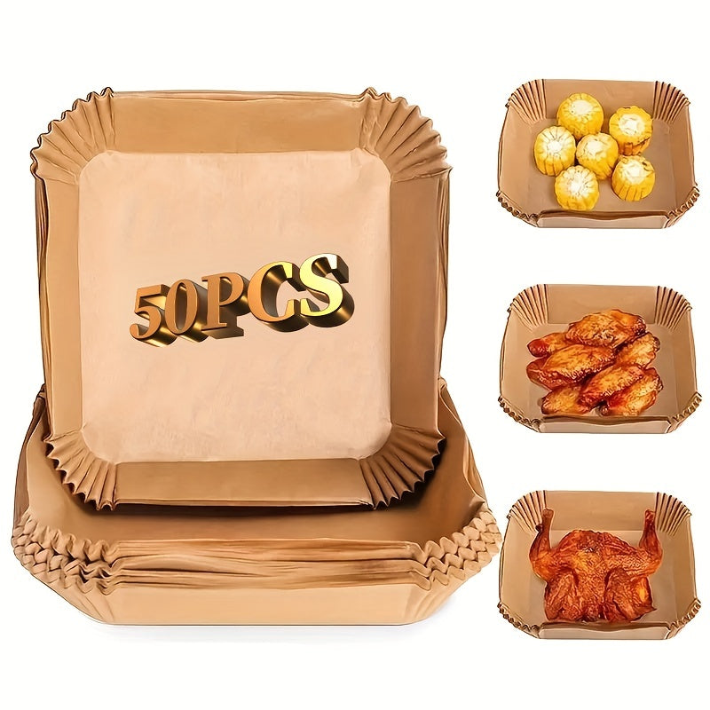 200 Disposable Air Fryer Liners (16.0cm), Square Paper Air Fryer Liner Pots, Paper Basket Bowls, Baking Trays, Oven Accessories, Baking Tools, Kitchen Gadgets, Kitchen Accessories